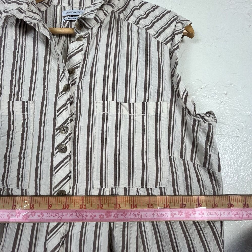 Urban Outfitters Striped Cotton Romper Playsuit Button Front Pockets Size M - Picture 14 of 15